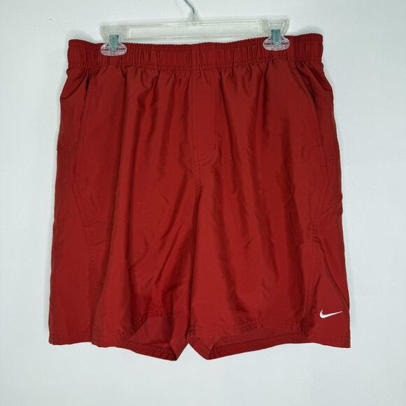 Nike Swim Shorts Mens Large Red Mesh Lined Athletic Running Training Elastic - Picture 1 of 6